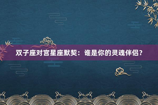 双子座对宫星座默契：谁是你的灵魂伴侣？