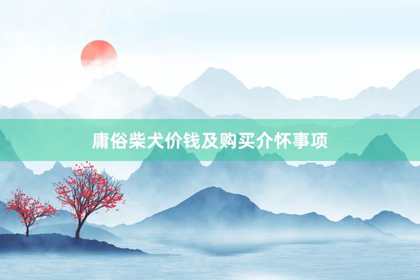 庸俗柴犬价钱及购买介怀事项